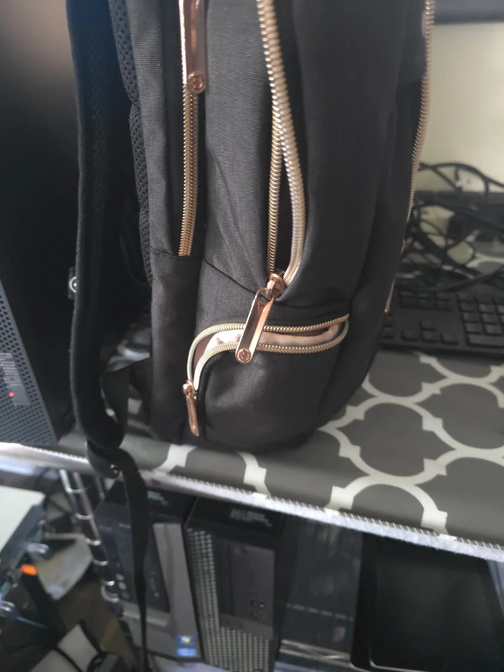 Black Laptop Backpack – With Rose Gold Zippers Classic Pack